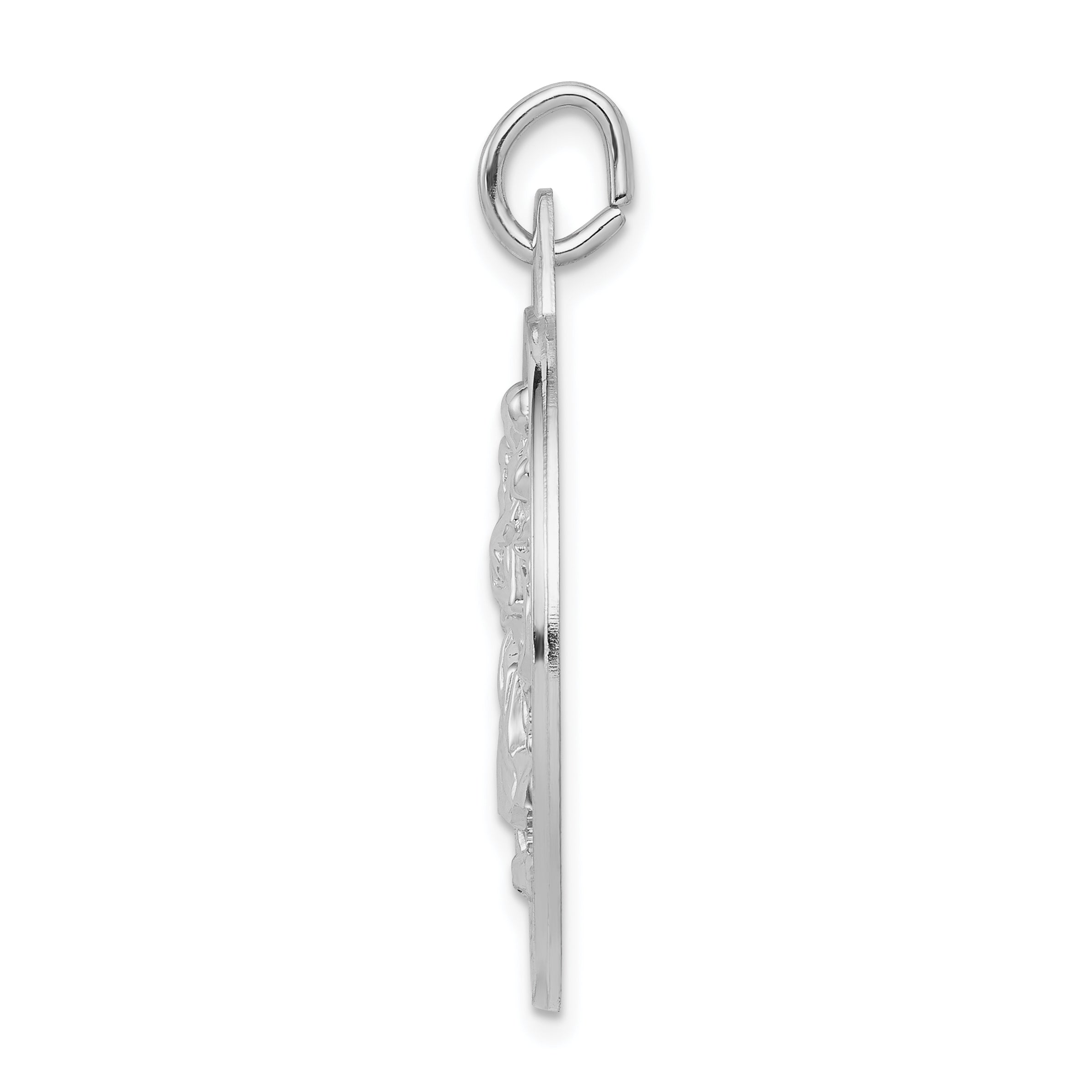 Sterling Silver 925 St. Christopher Pendant with Polished Rhodium Finish