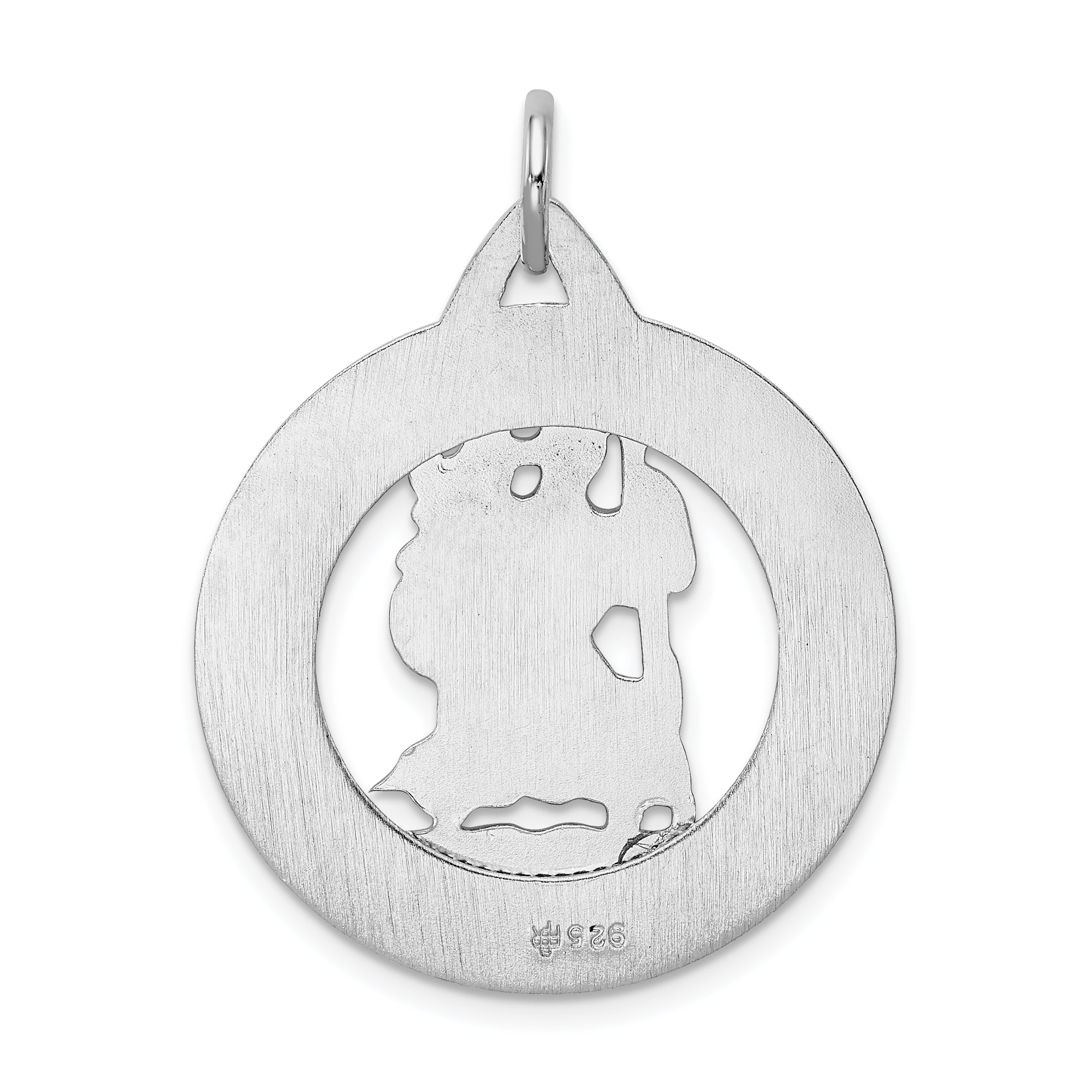 Sterling Silver 925 St. Christopher Pendant with Polished Rhodium Finish