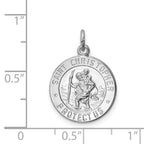 Sterling Silver 925 Saint Christopher Pendant with Rhodium Polish
