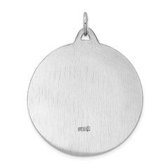 Sterling Silver 925 Saint Christopher Medal with Polished Rhodium Finish