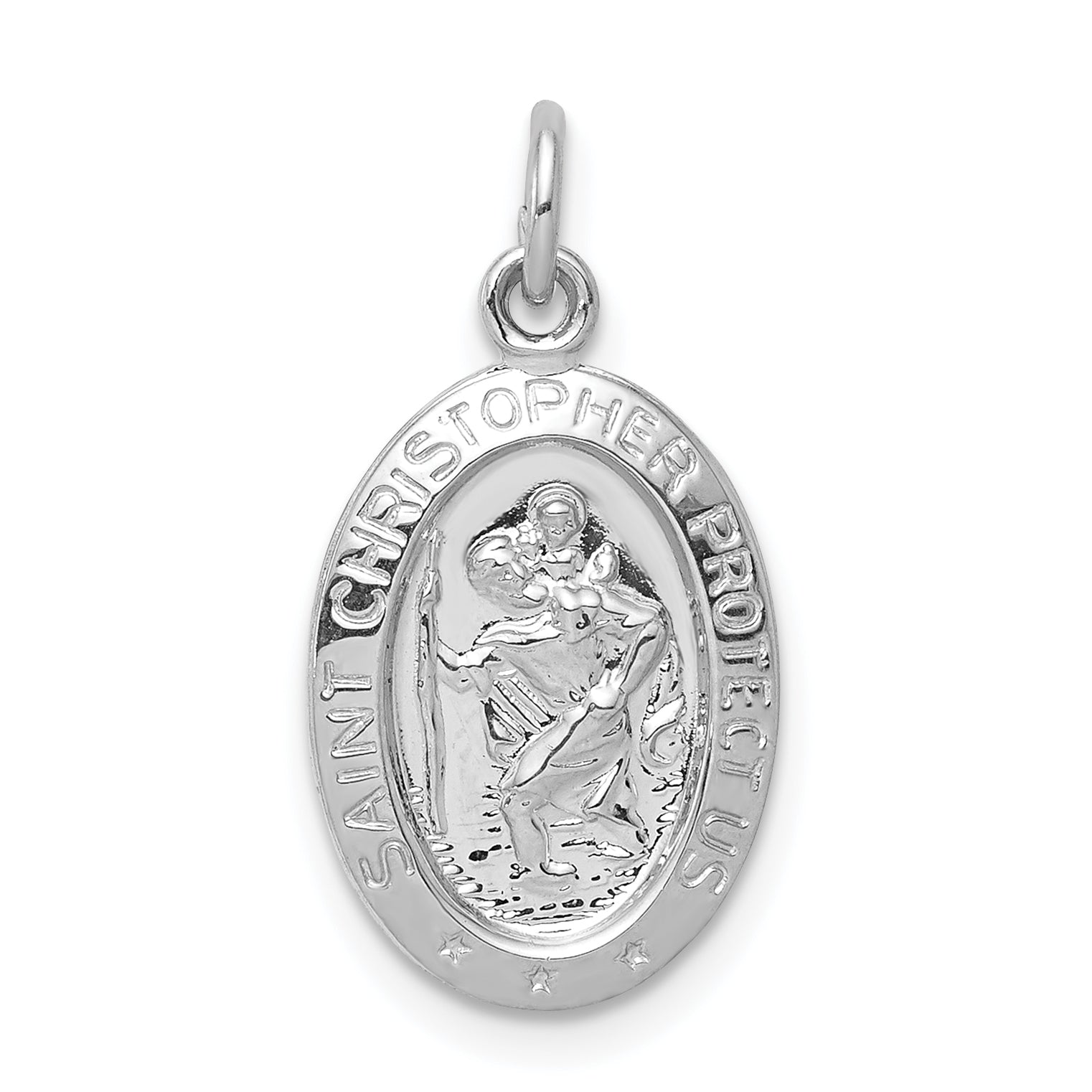 Sterling Silver Rhodium-plated Saint Christopher Medal Main image