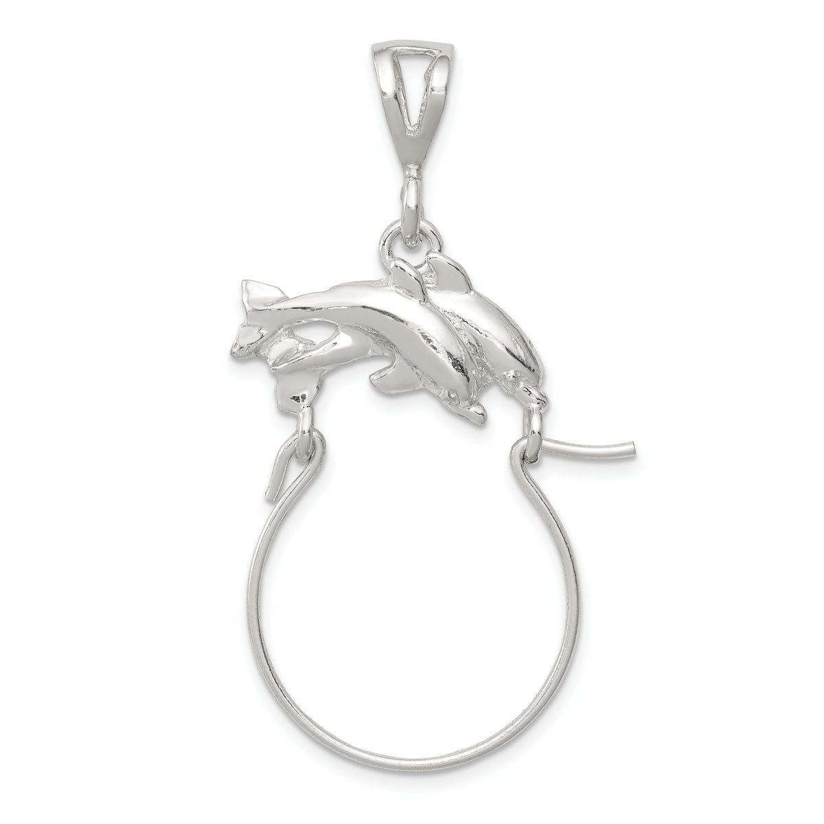 Dolphin Holder Charm in Sterling Silver, 49mm - Sophia Jewelers Main image
