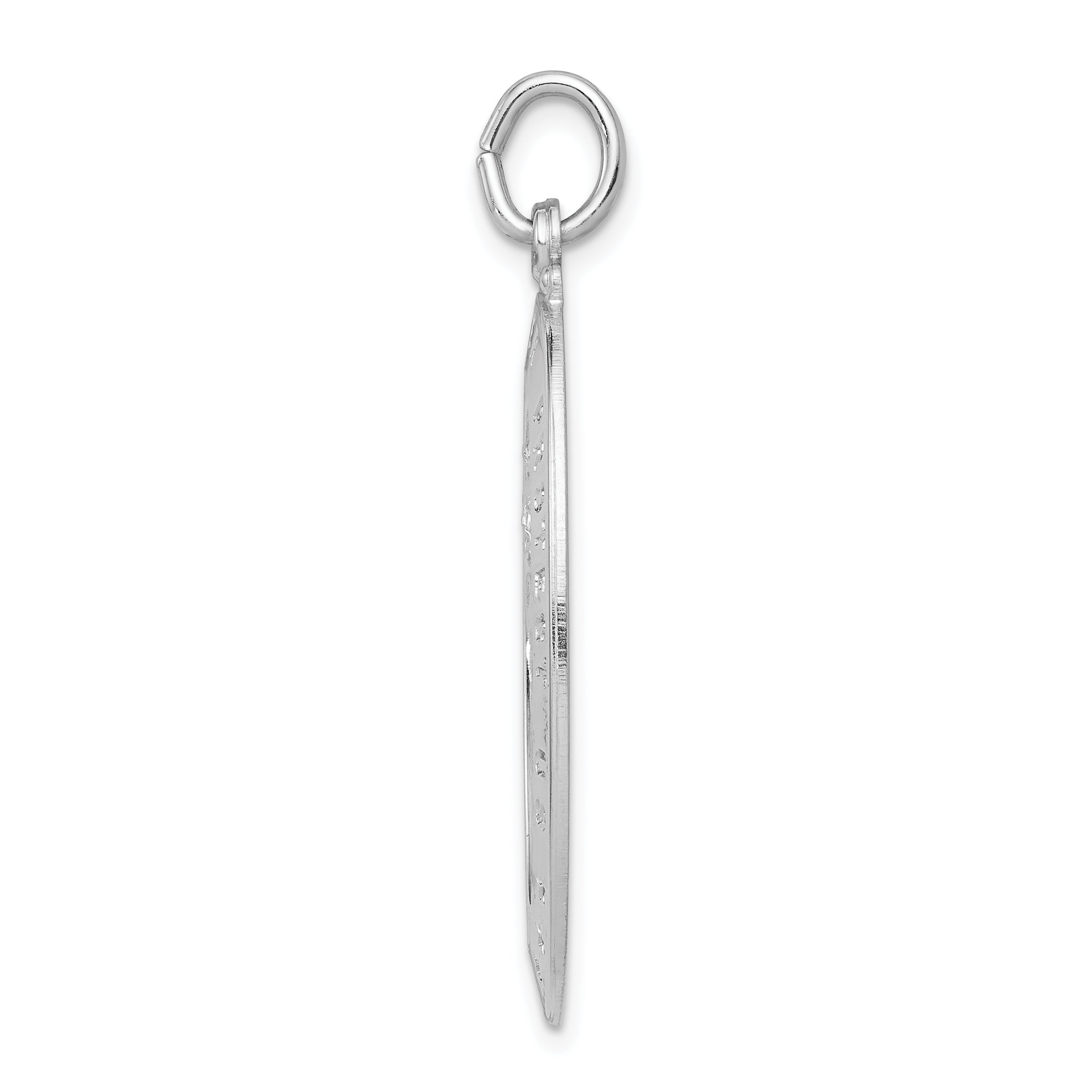 Sterling Silver 925 Saint Christopher Medal with Polished Rhodium Finish