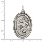 Sterling Silver 925 Saint Christopher Medal Pendant Antiqued Vintage Charm