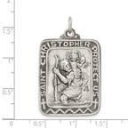 Sterling Silver 925 Saint Christopher Medal Antique Finish Pendant