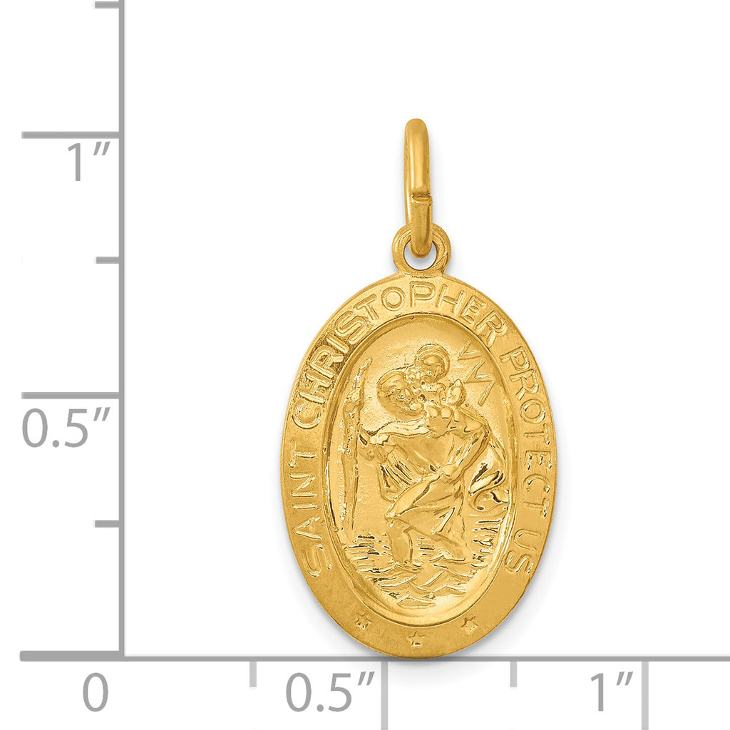 24k Gold-Plated Sterling Silver Saint Christopher Pendant Polished Elegant Charm