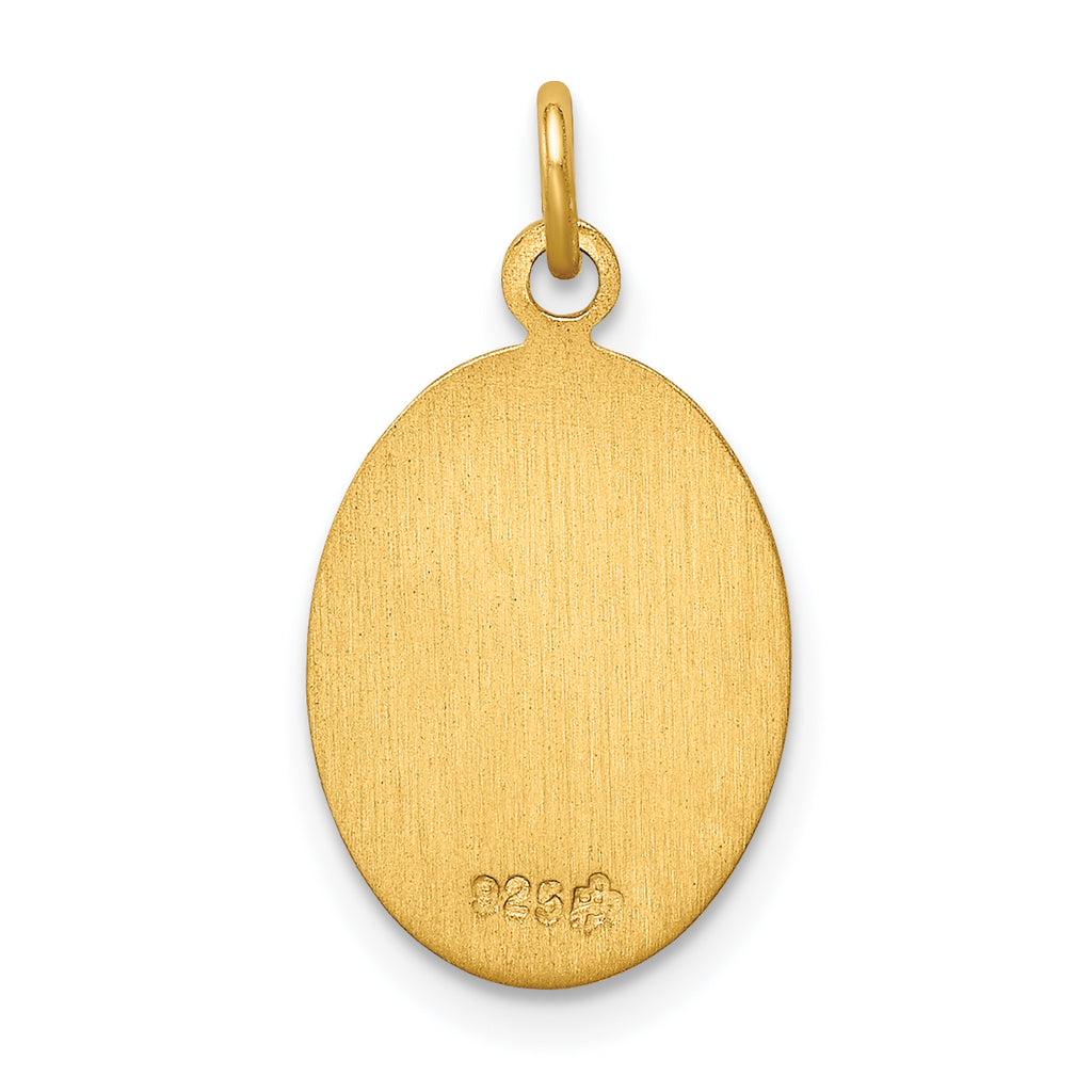 24K Gold-Plated Sterling Silver Saint Christopher Medal Pendant Polished Finish