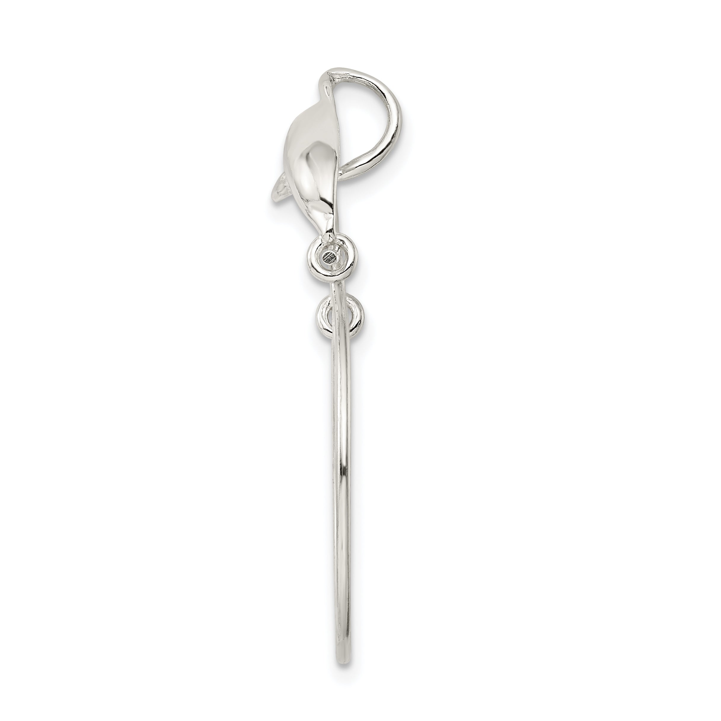 Sterling Silver 925 Polished Dolphin Charm Holder with Anti-Tarnish Finish