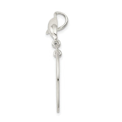 Sterling Silver 925 Polished Dolphin Charm Holder with Anti-Tarnish Finish
