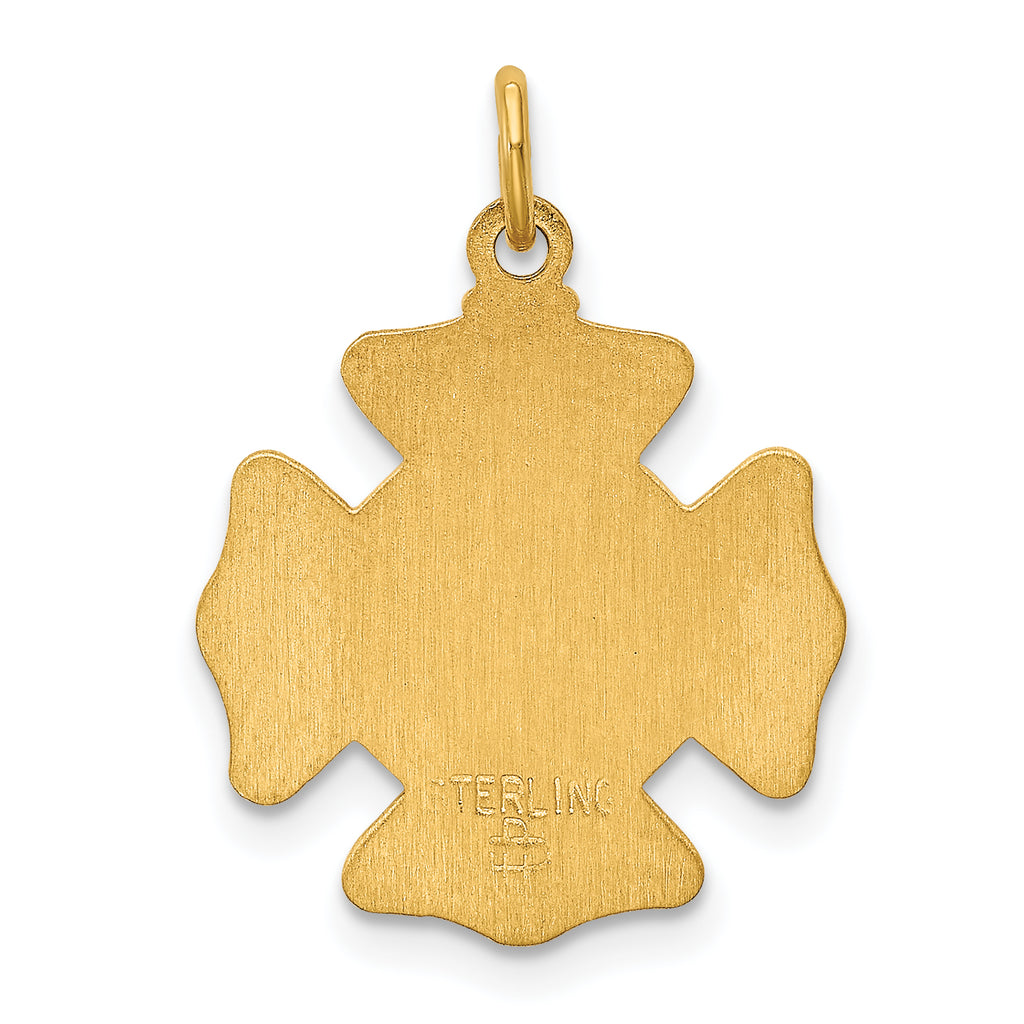 Gold-Plated Sterling Silver Fireman's Pendant with Polished Saint Florian Badge