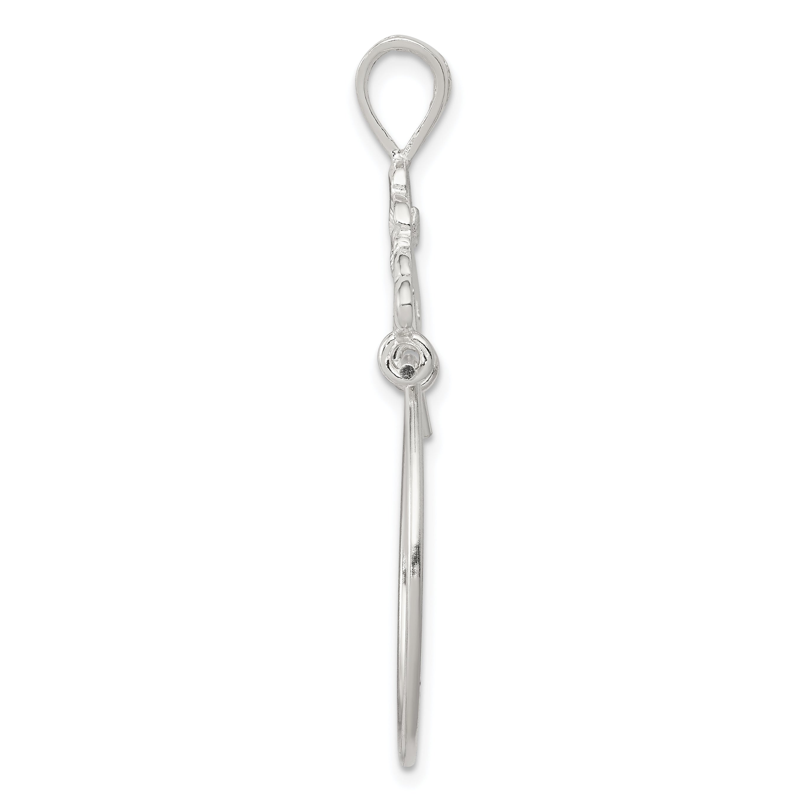 Sterling Silver 925 Heart Charm Holder with Anti-Tarnish Polished Finish