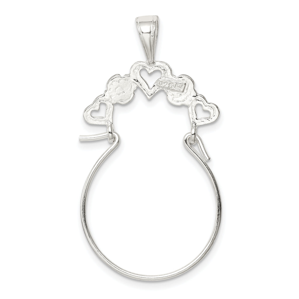 Sterling Silver 925 Heart Charm Holder with Anti-Tarnish Polished Finish
