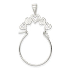 Sterling Silver 925 Heart Charm Holder with Anti-Tarnish Polished Finish