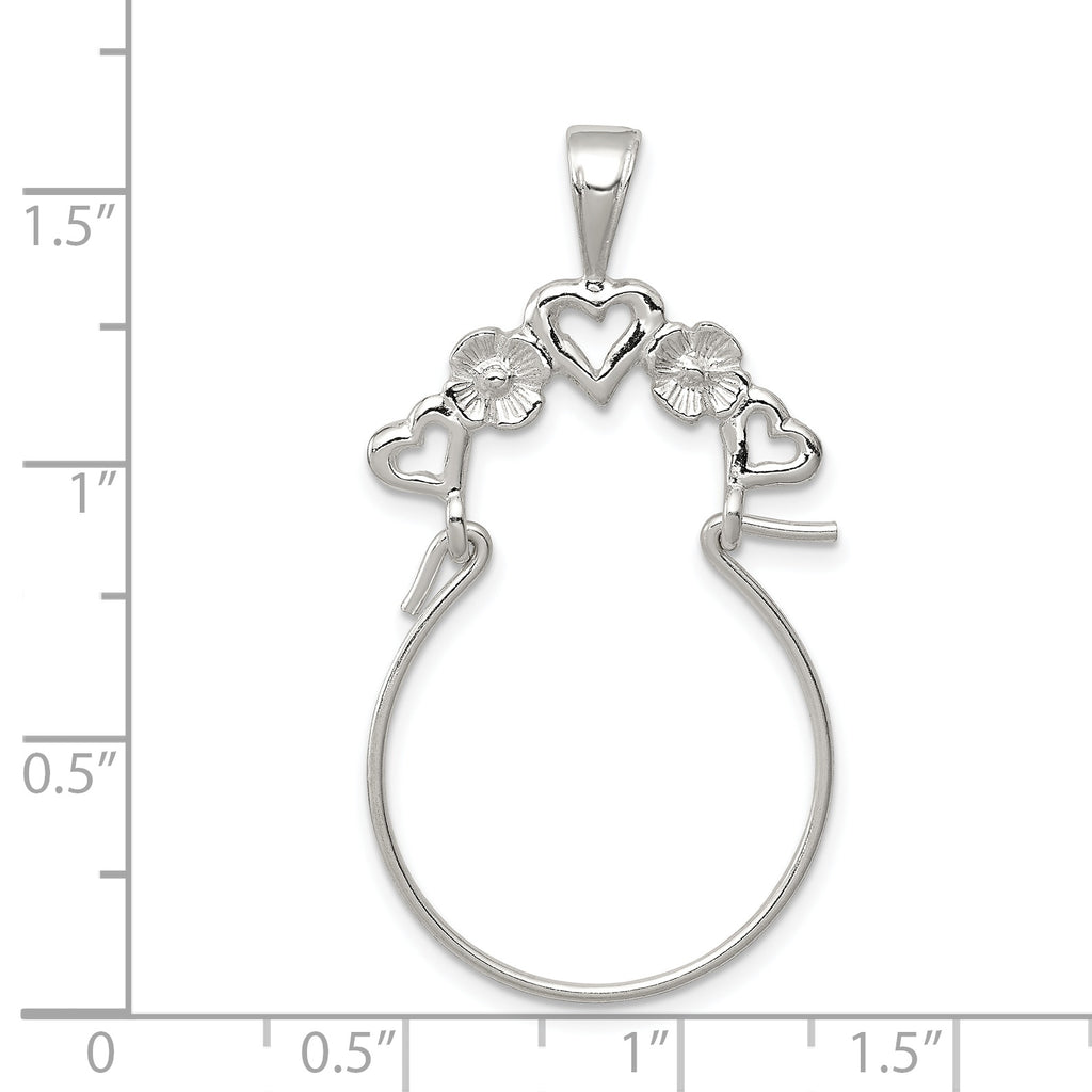 Sterling Silver 925 Heart Charm Holder with Anti-Tarnish Polished Finish