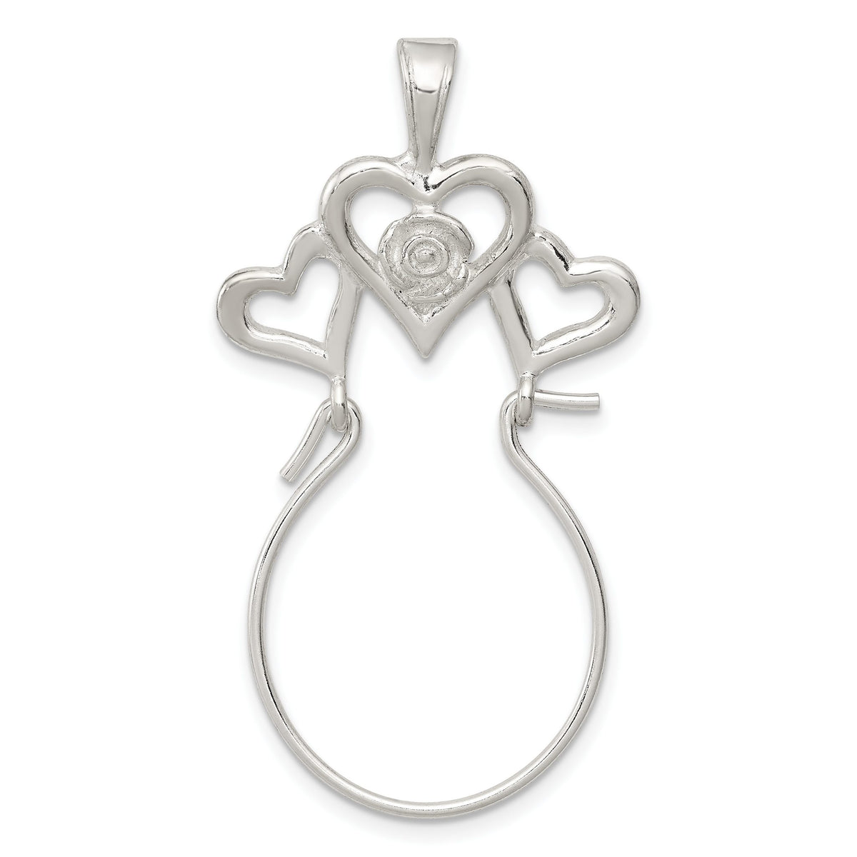 Heart Holder Charm in Sterling Silver, 44mm - Sophia Jewelers Main image