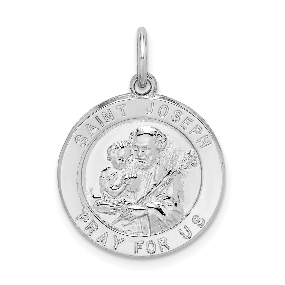 Sterling Silver Rhodium-plated Saint Joseph Medal