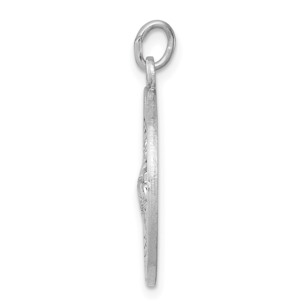 Sterling Silver Saint Jude Medallion Pendant with Rhodium Polished Finish