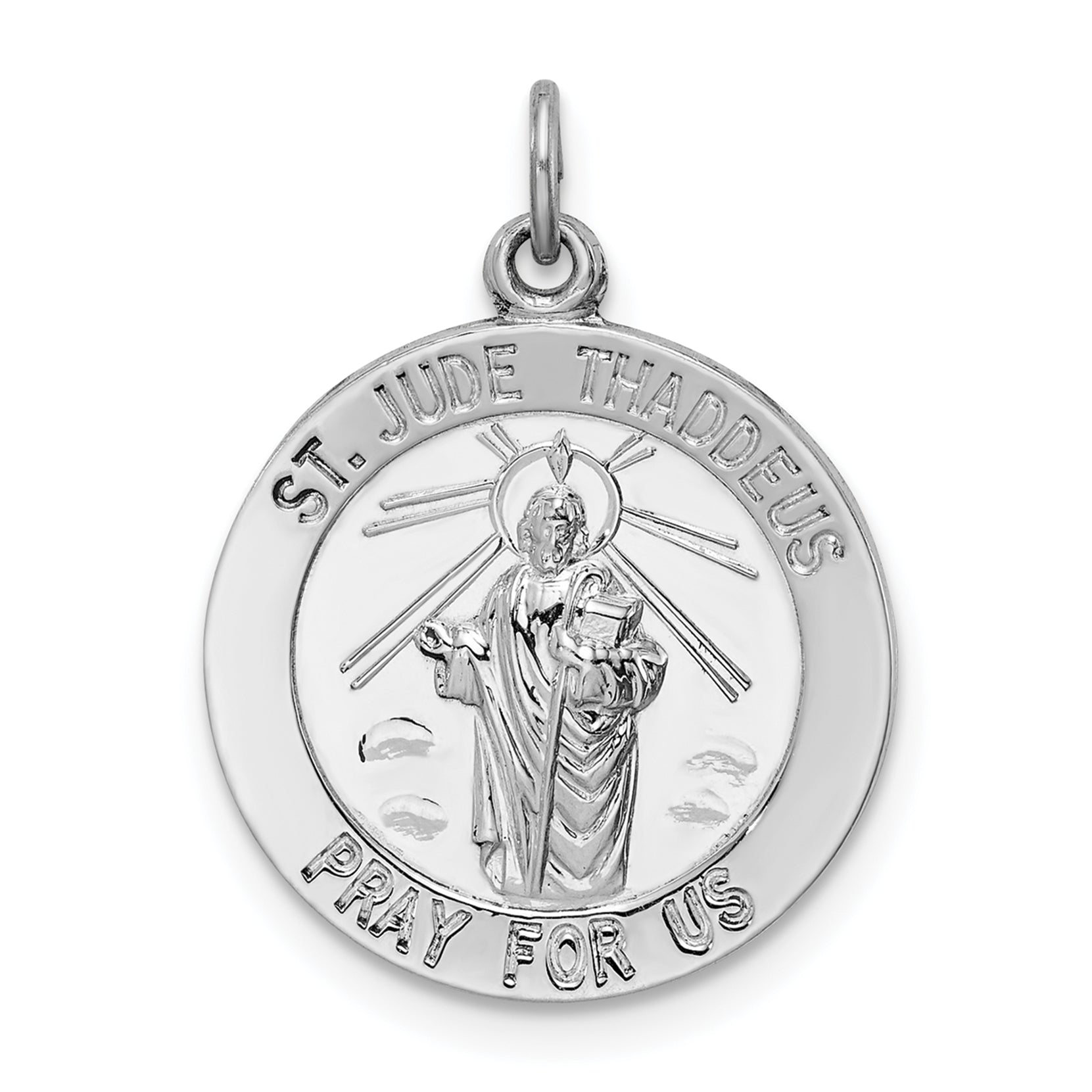 Sterling Silver Rhodium-plated Saint Jude Thaddeus Medal Main image