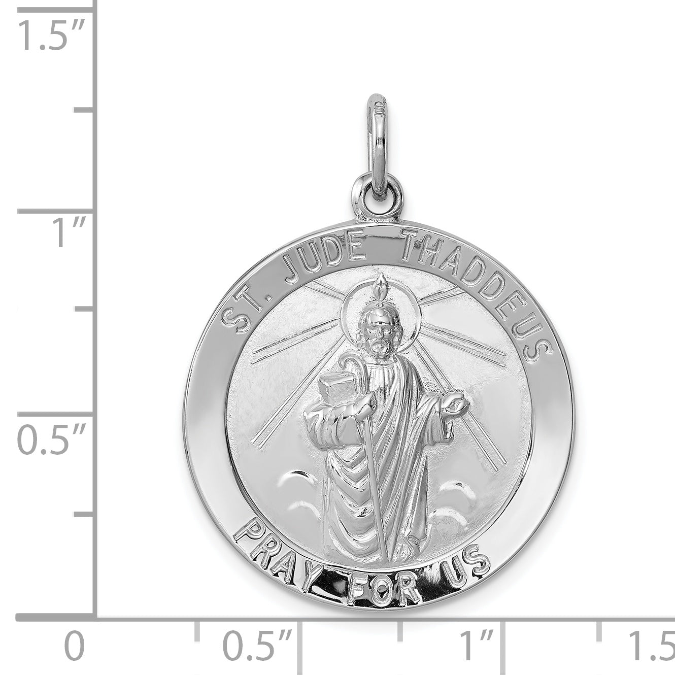 Sterling Silver 925 Saint Jude Thaddeus Polished Medal Charm
