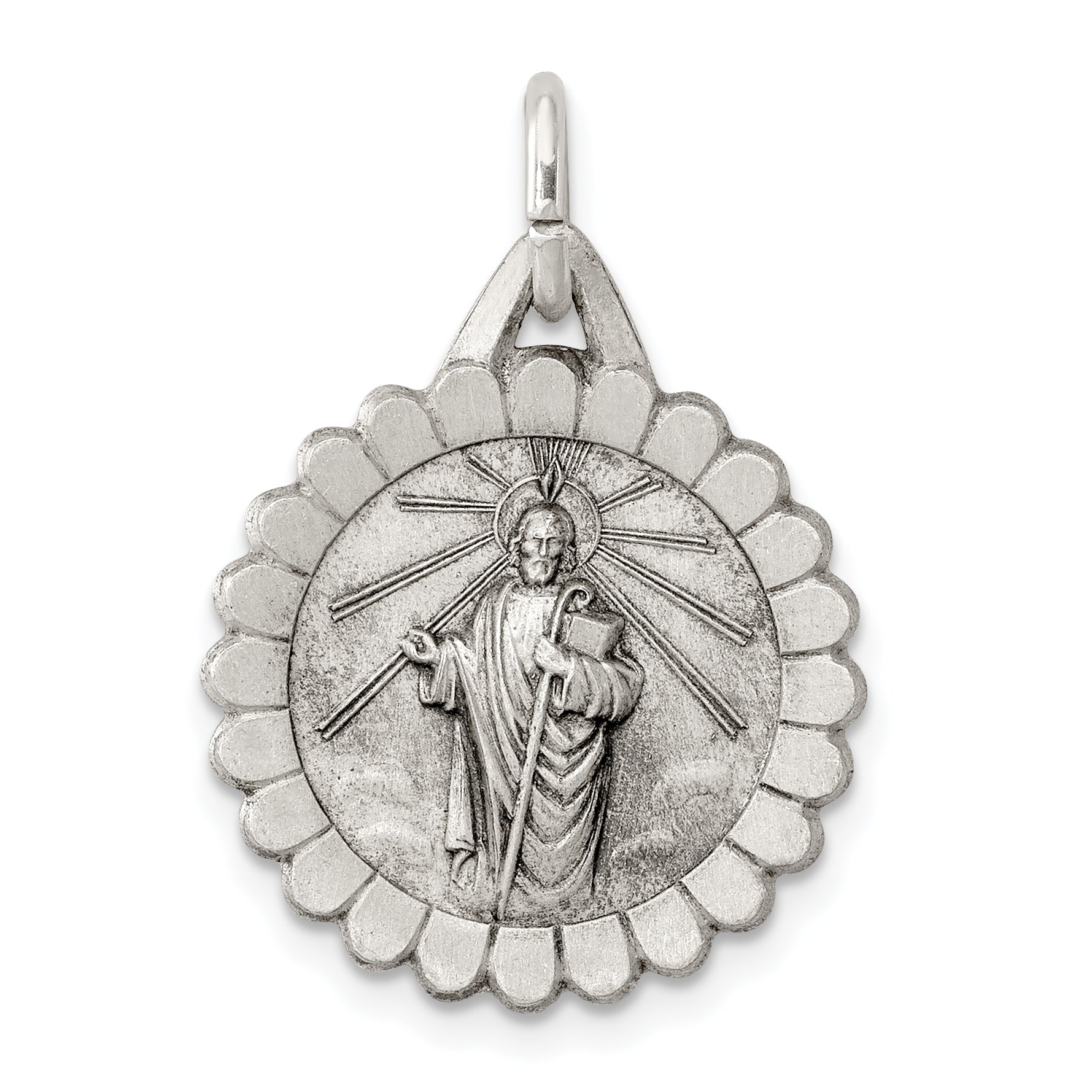 Sterling Silver Antiqued Saint Jude Thaddeus Medal Main image