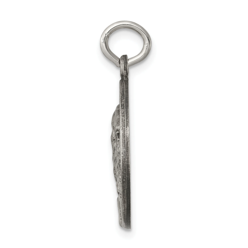 Sterling Silver 925 Saint Jude Medal Antiqued Solid Pendant