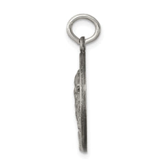 Sterling Silver 925 Saint Jude Medal Antiqued Solid Pendant