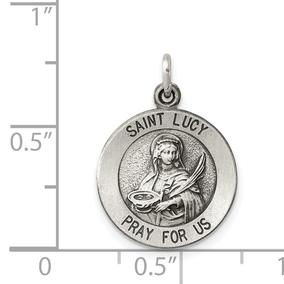 Sophia Jewelers Antiqued Sterling Silver Saint Lucy Medal Pendant