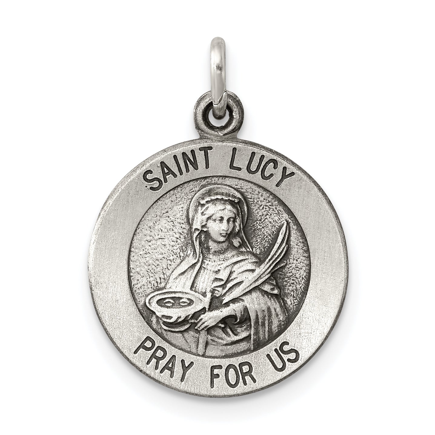 Sterling Silver Antiqued Saint Lucy Medal