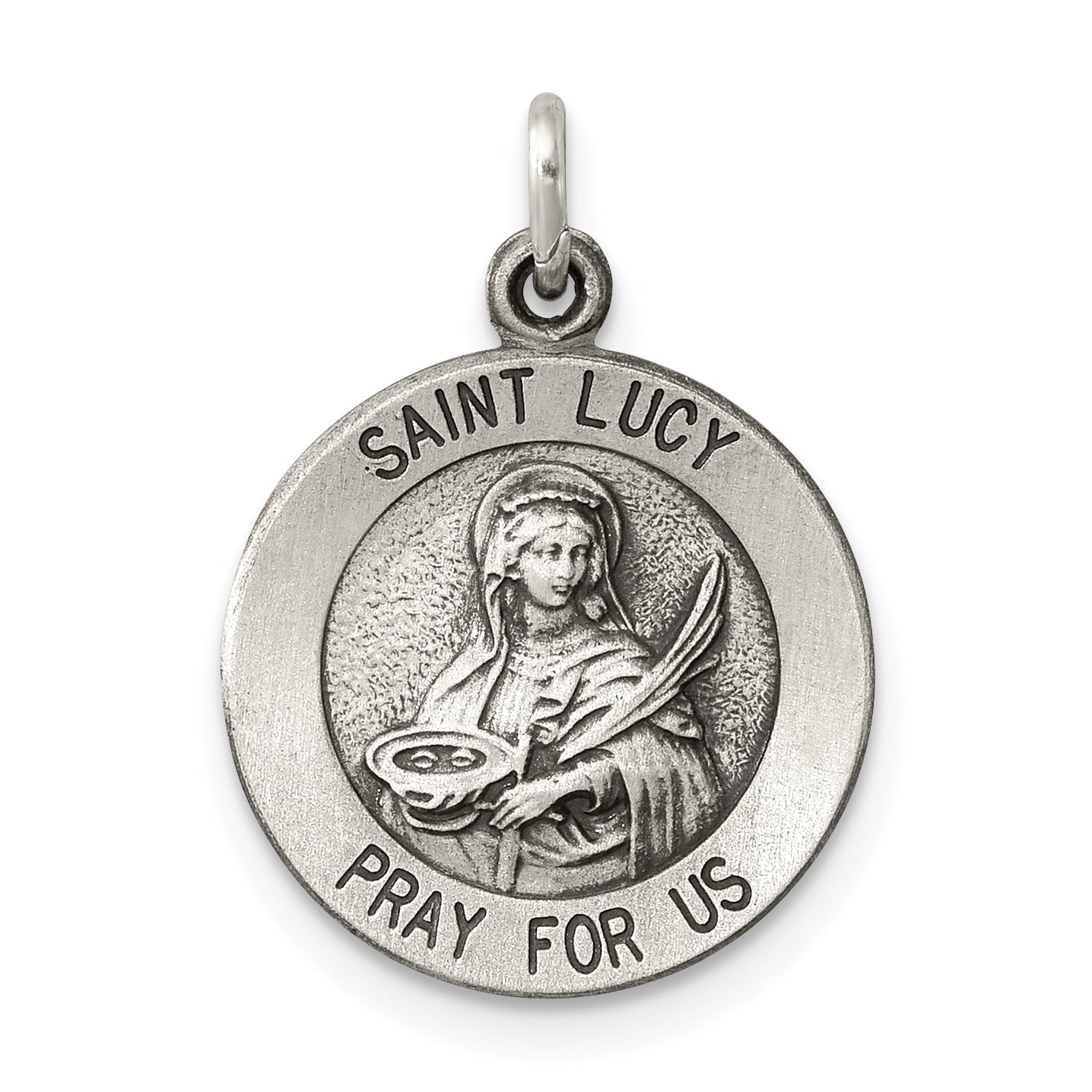 Sterling Silver Antiqued Saint Lucy Medal Main image