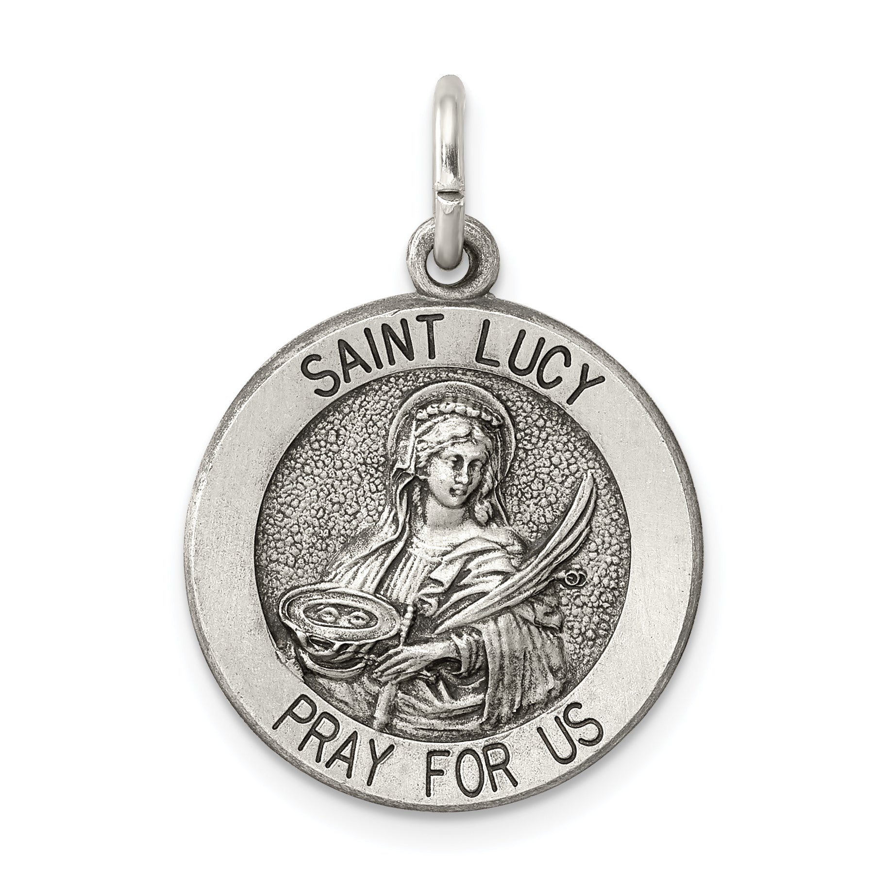 Sterling Silver Antiqued Saint Lucy Medal Main image