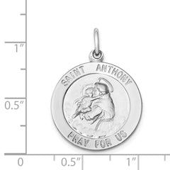 Sterling Silver Saint Anthony Medal with Polished Rhodium Finish