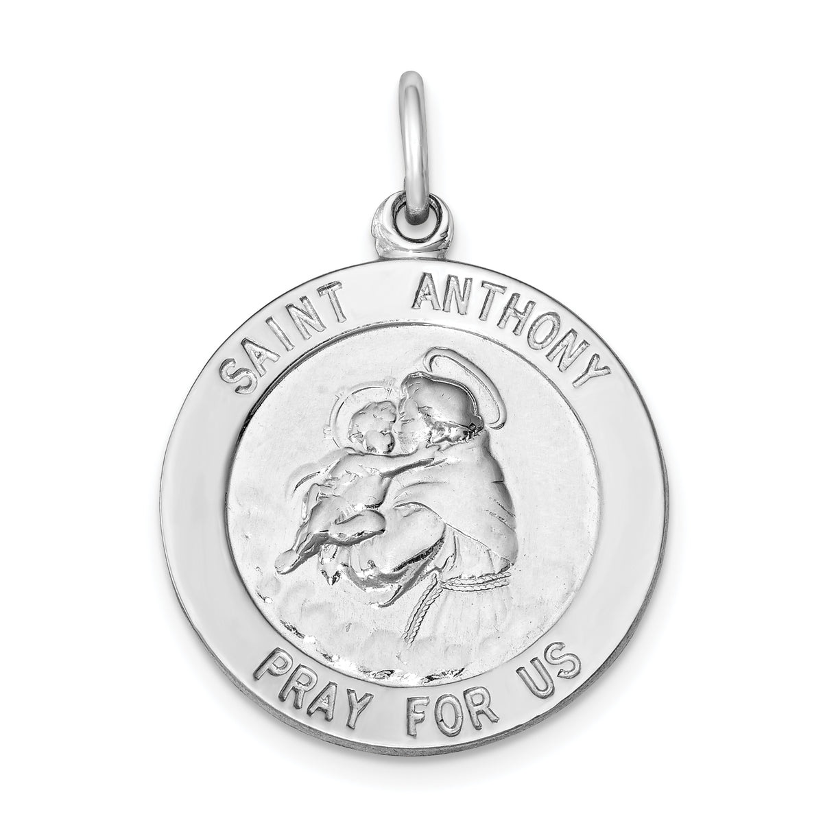 Sterling Silver Rhodium-plated Saint Anthony Medal
