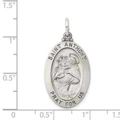 Sterling Silver 925 Saint Anthony Pendant with Antiqued Finish