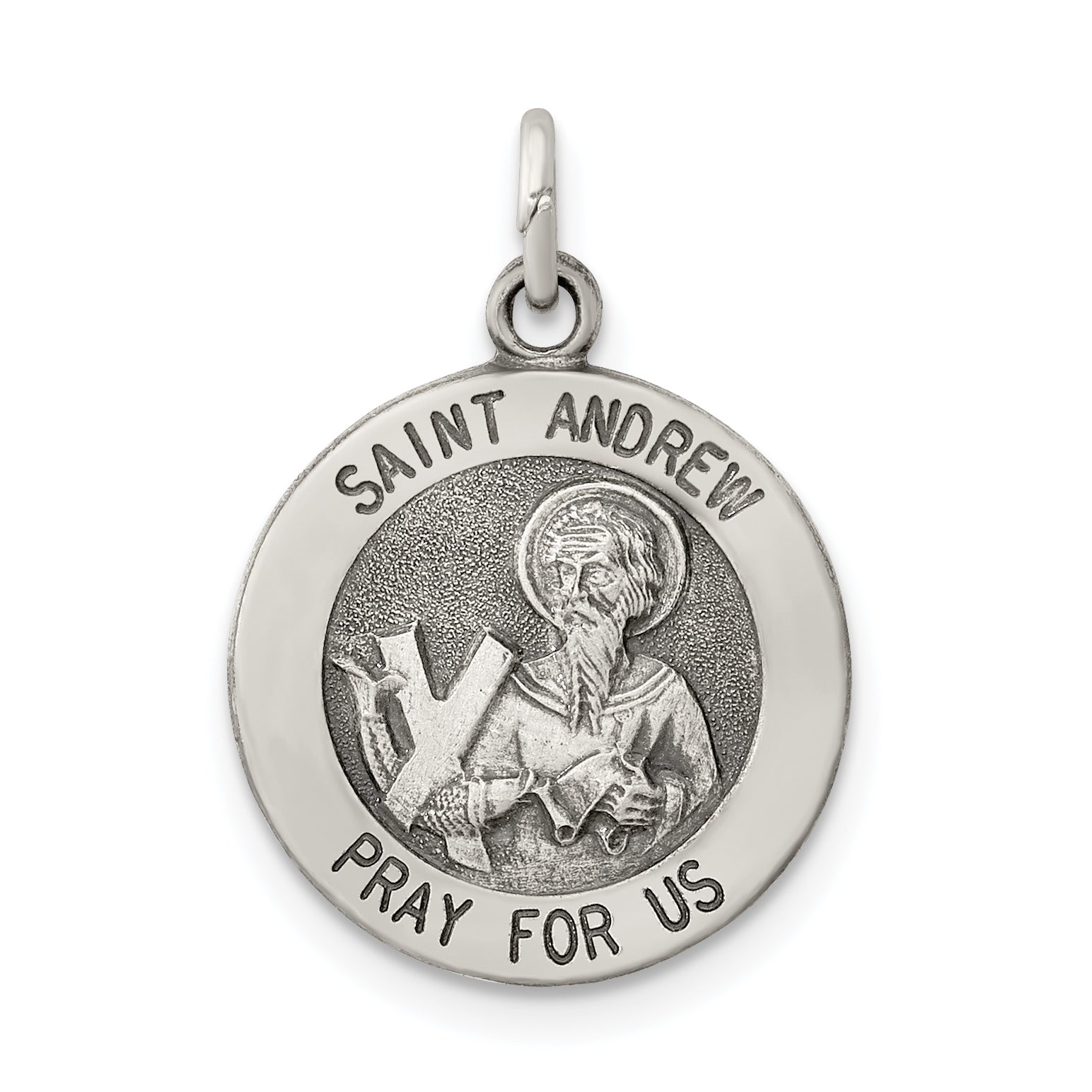 Sterling Silver Antiqued Saint Andrew Medal