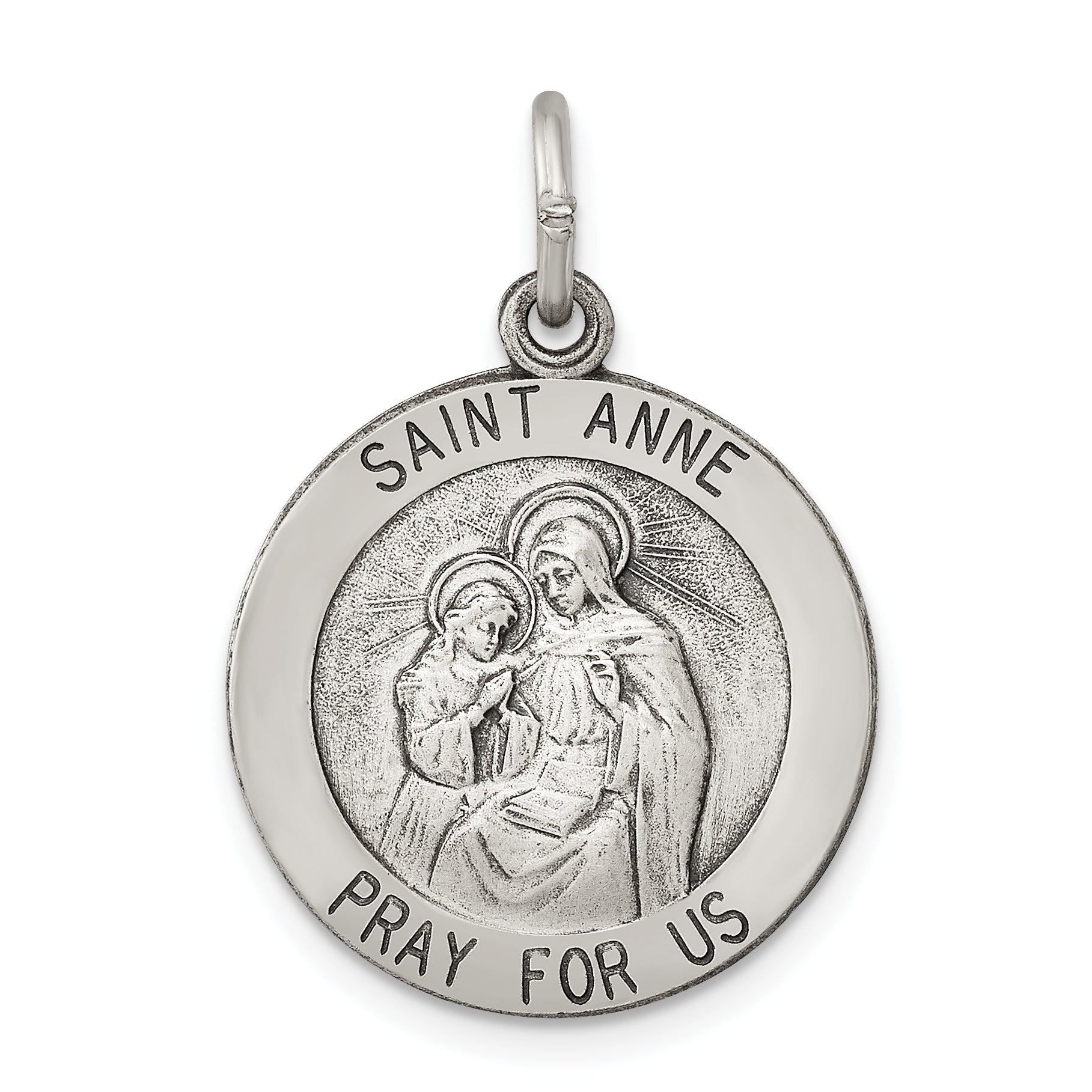 Sterling Silver Antiqued Saint Anne Medal Main image