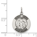 Sterling Silver 925 Antiqued Saint Anne Medal Pendant Solid Die Struck