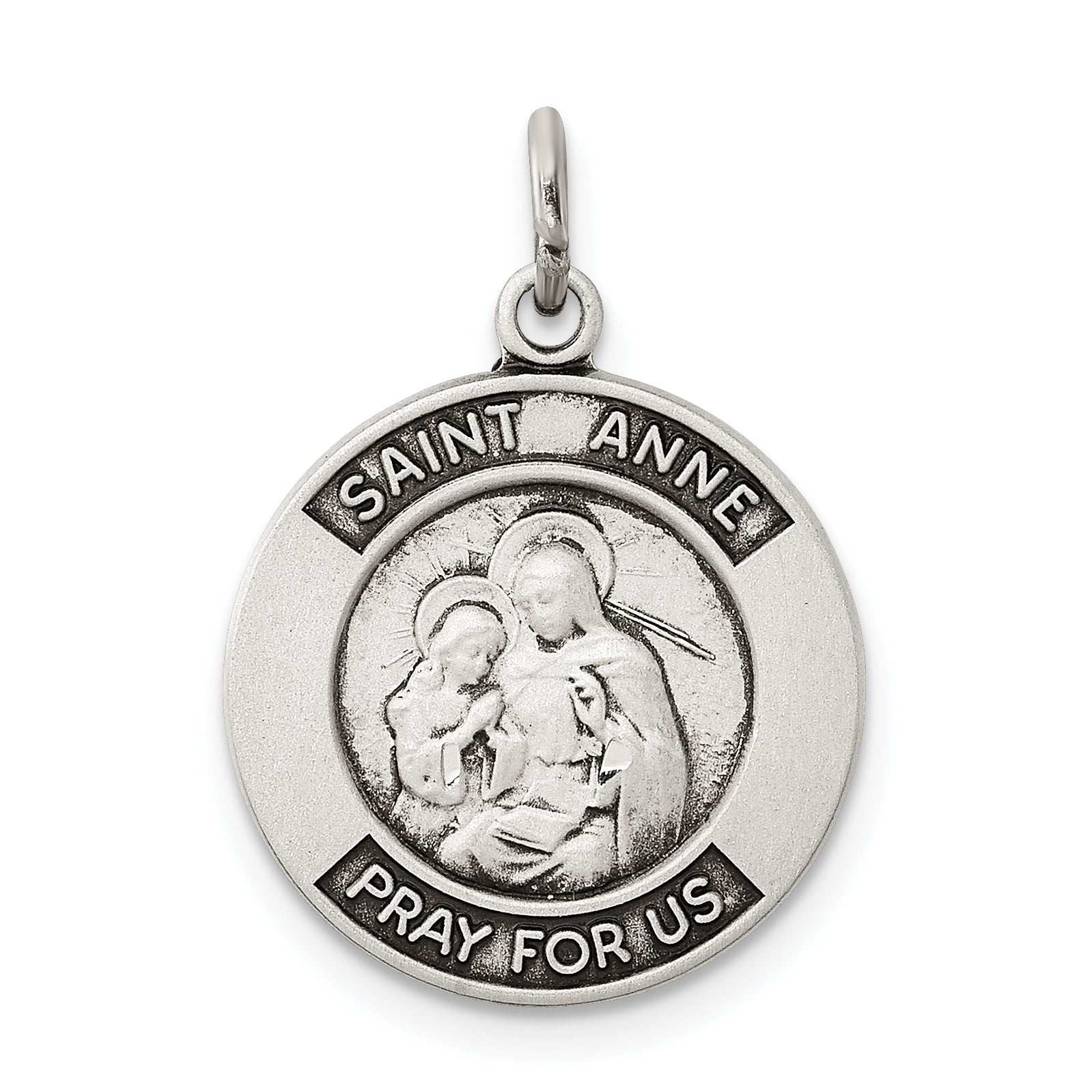 Sterling Silver Antiqued Saint Anne Medal Main image