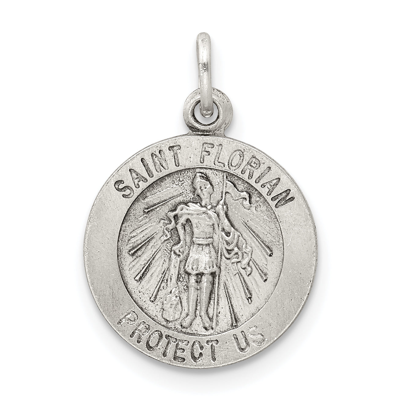 Sterling Silver Antiqued Saint Florian Medal Main image