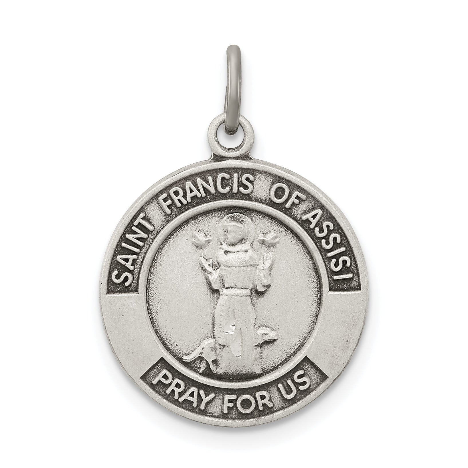 Sterling Silver Antiqued Saint Francis of Assisi Medal Main image