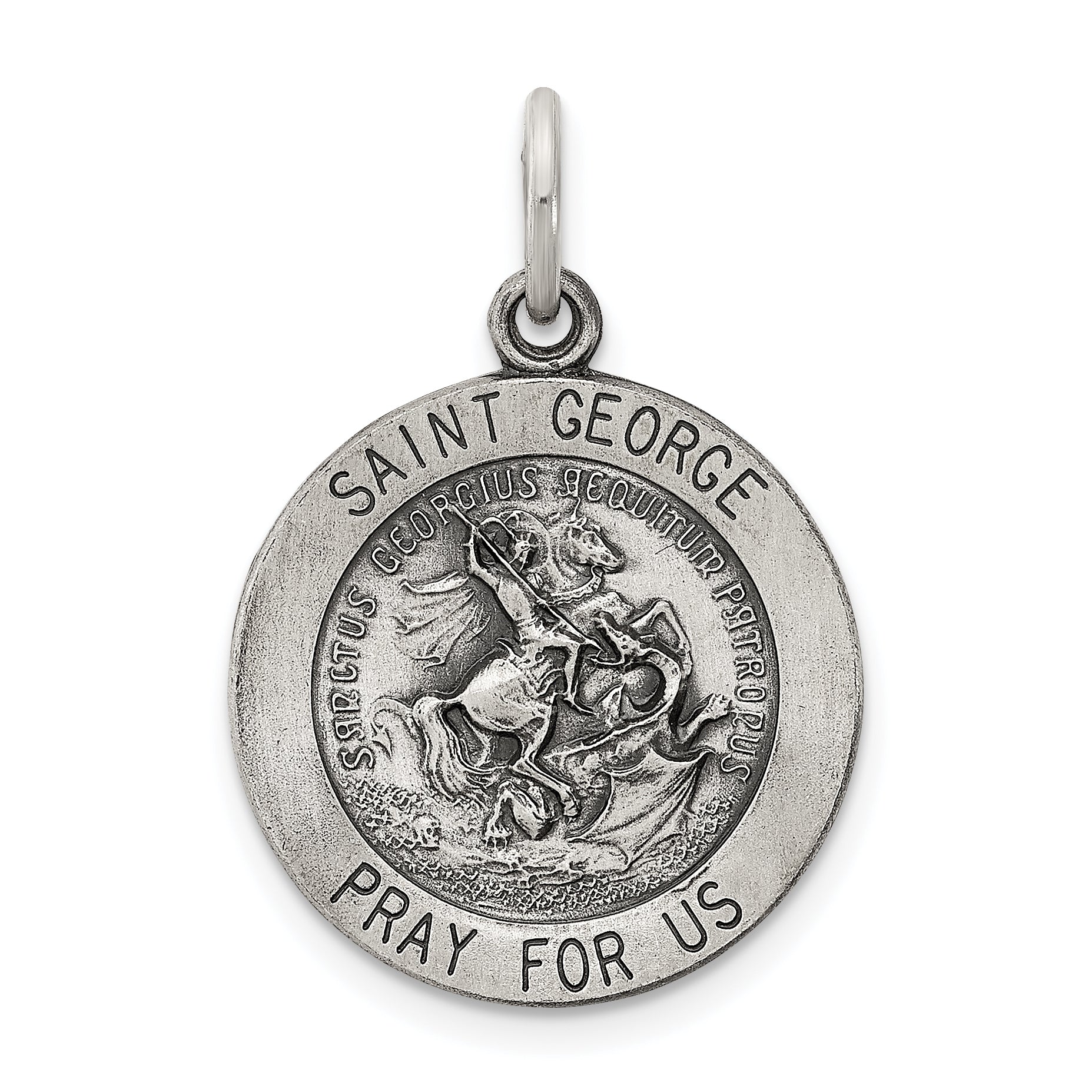 Sterling Silver Antiqued Saint George Medal Main image