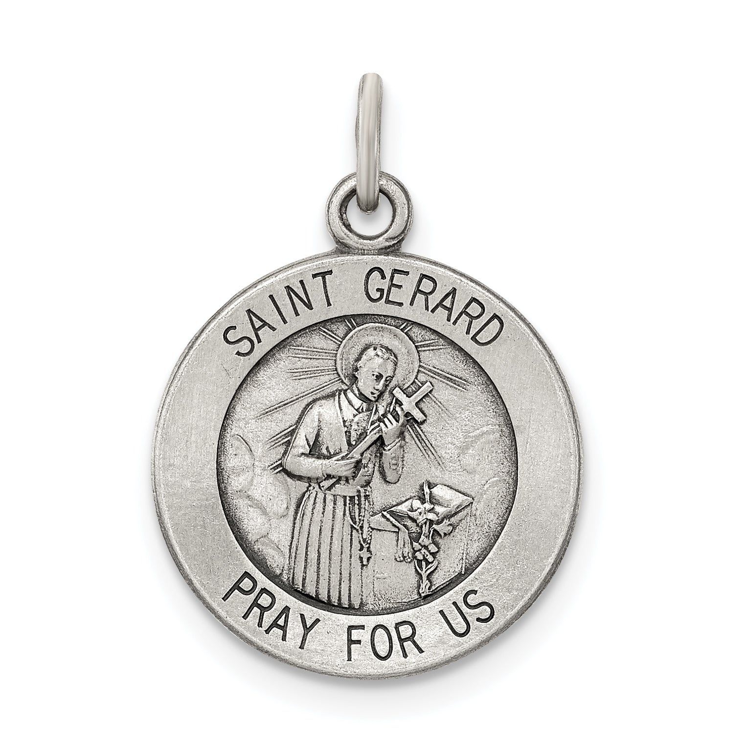 Sterling Silver Antiqued Saint Gerard Medal Main image