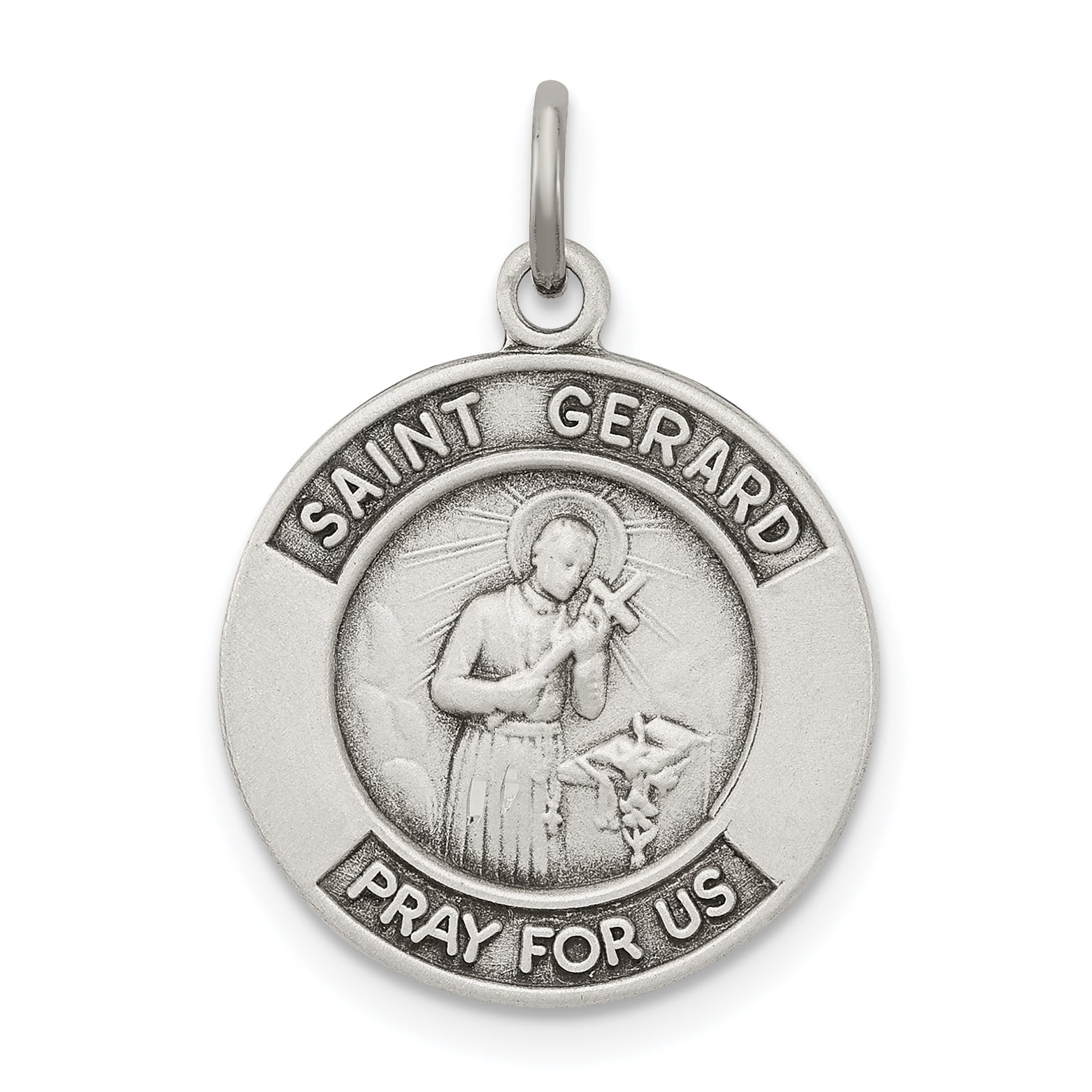 Sterling Silver Antiqued St. Gerard Medal Pendant Main image