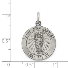 Sterling Silver 925 Antiqued Saint John the Baptist Medal Charm