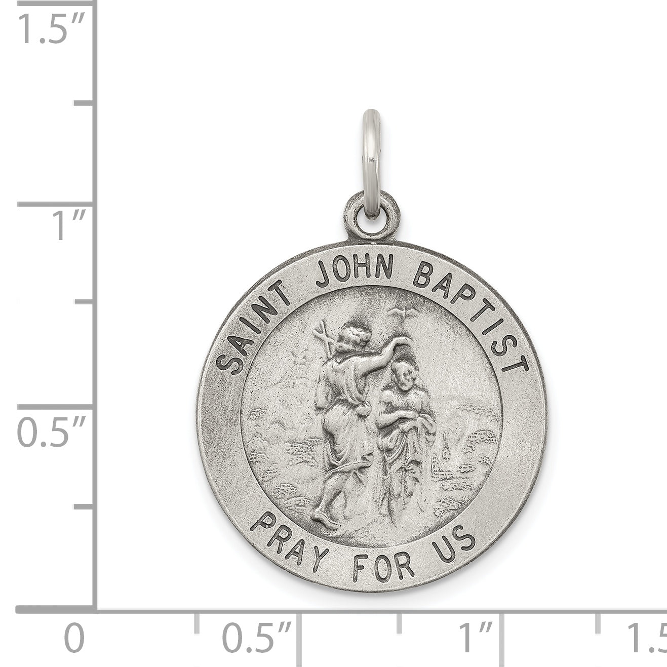 Sterling Silver 925 Saint John the Baptist Antiqued Pendant