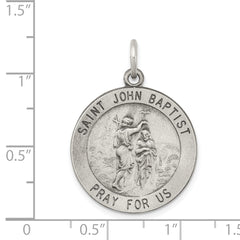 Sterling Silver 925 Saint John the Baptist Antiqued Pendant