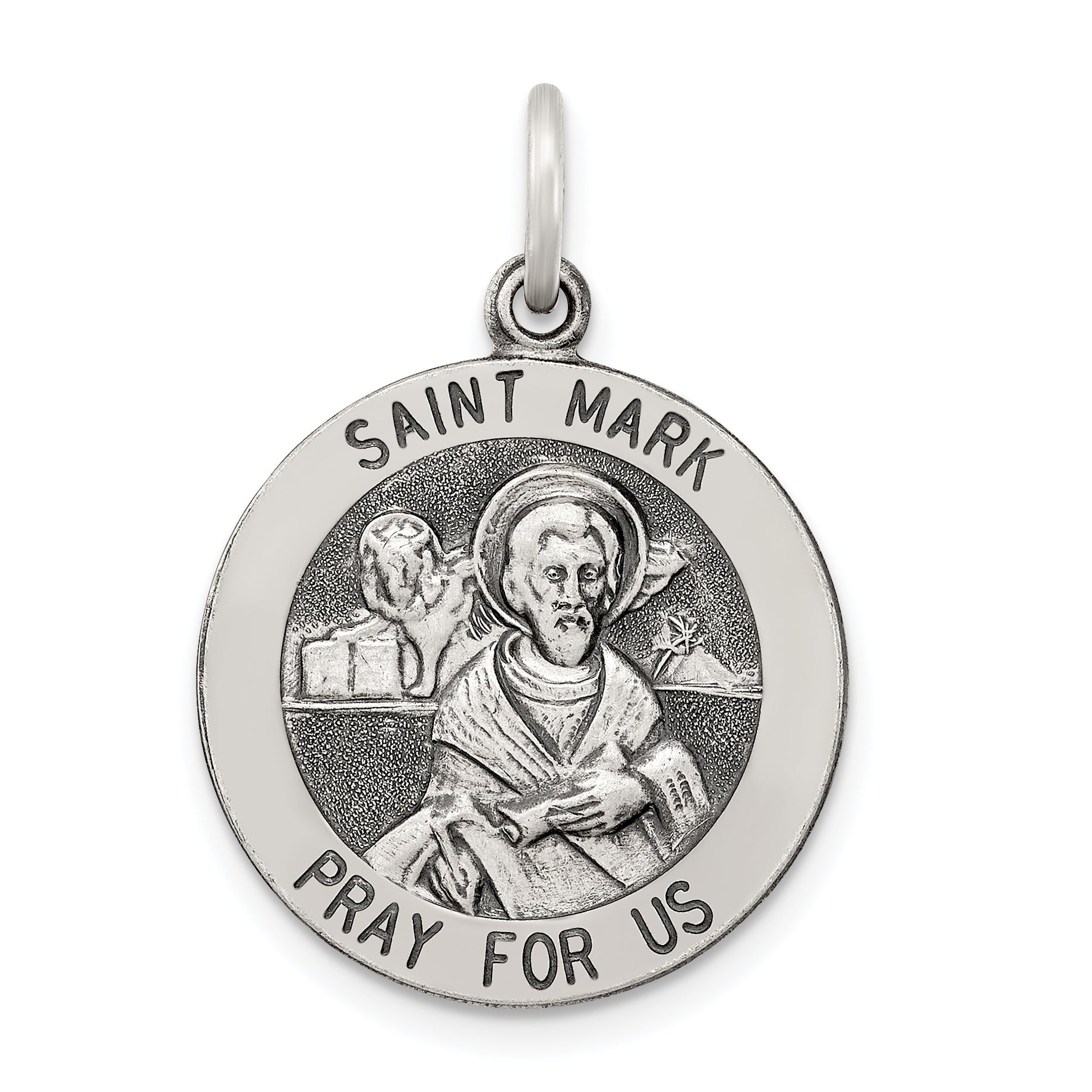 Sterling Silver Antiqued Saint Mark Medal Main image