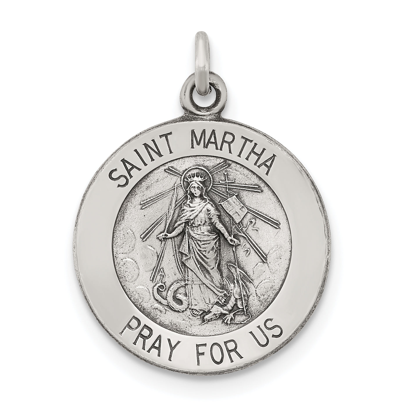 Sterling Silver Antiqued Saint Martha Medal Main image