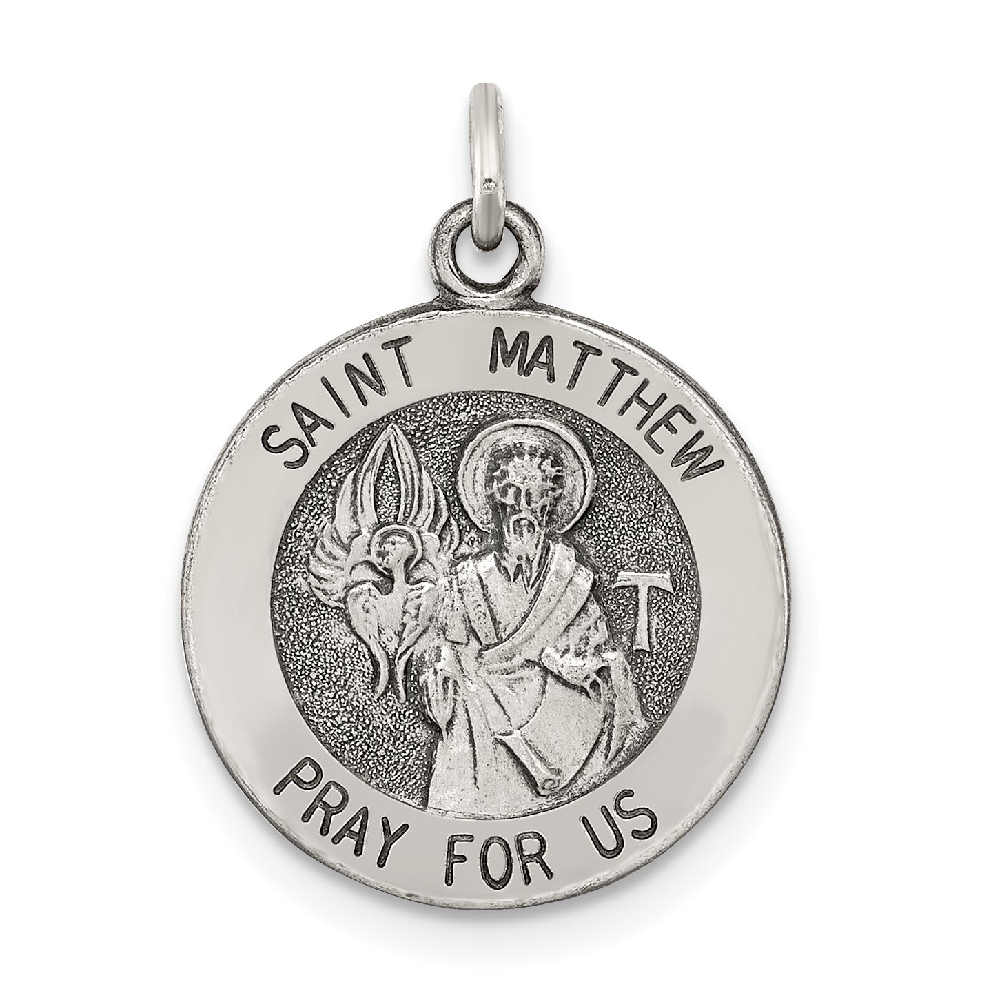 Sterling Silver Antiqued Saint Matthew Medal Main image