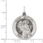 Sterling Silver 925 Antiqued St. Matthew Medal Pendant Solid, Vintage Charm