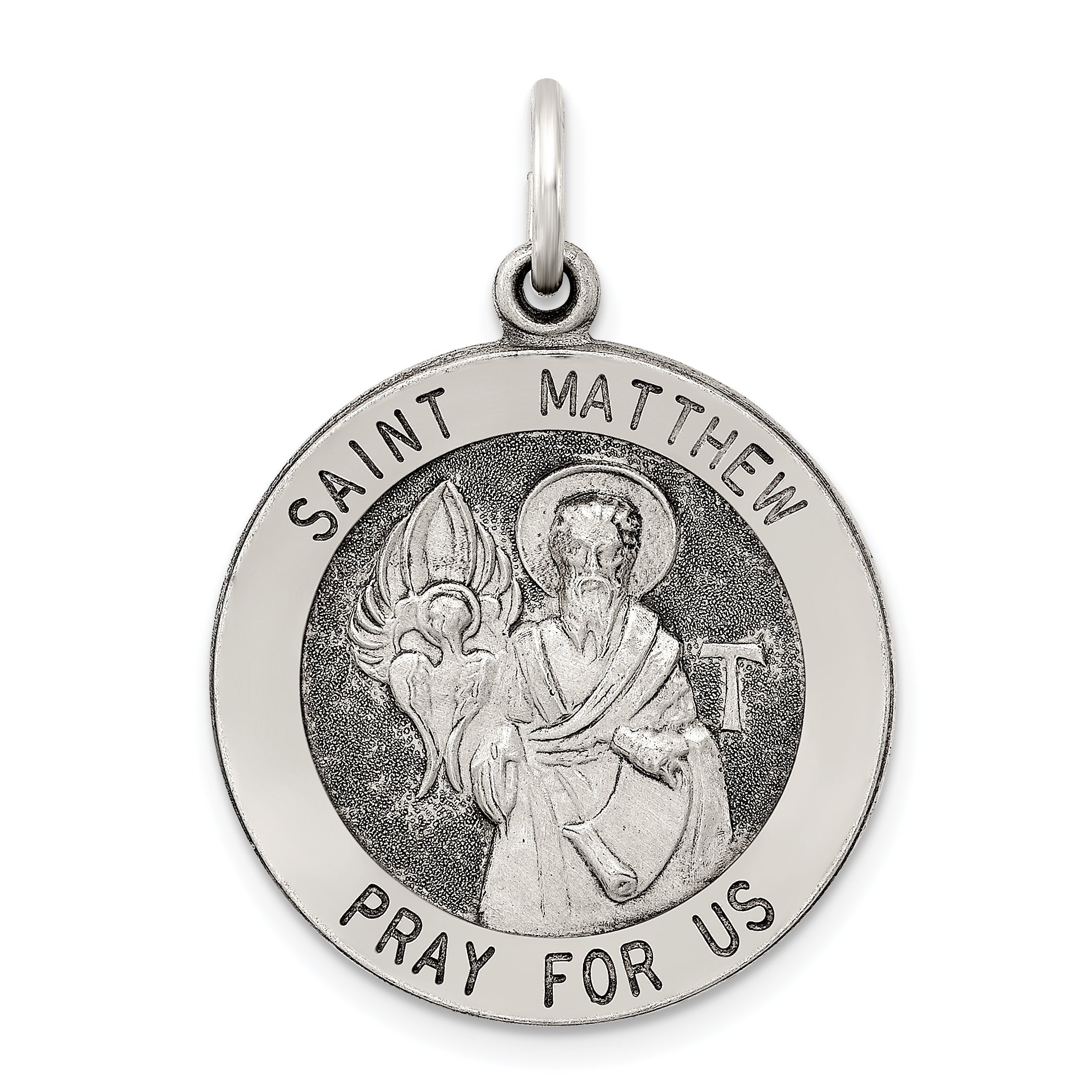 Sterling Silver Antiqued Saint Matthew Medal Main image